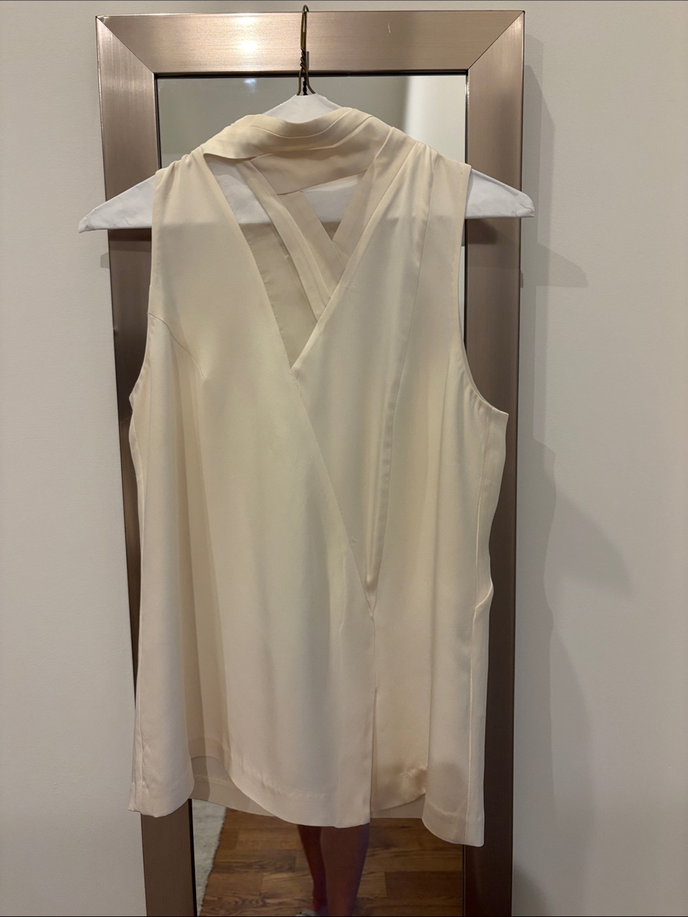 3.1 Phillip Lim Sleeveless V-Neck Cream Silk Blouse